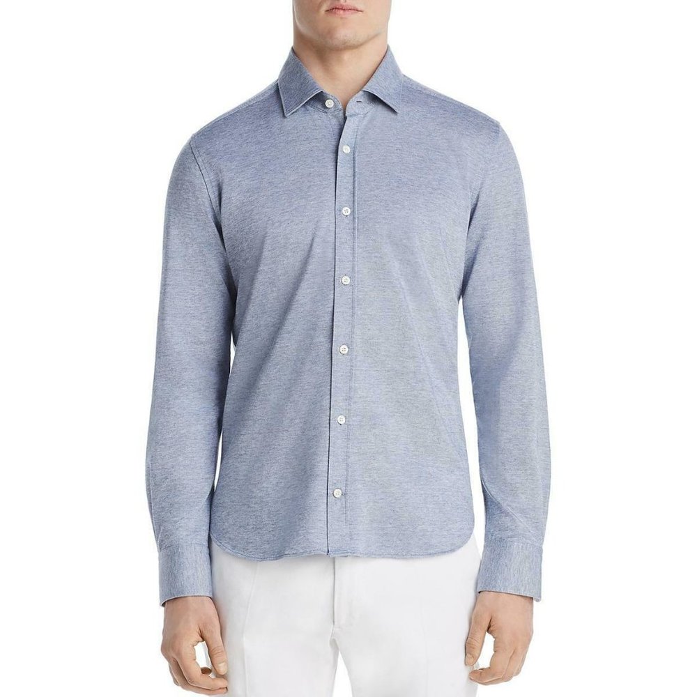 Dylan Gray Mens Blue Cotton Long Sleeve Pique Butt